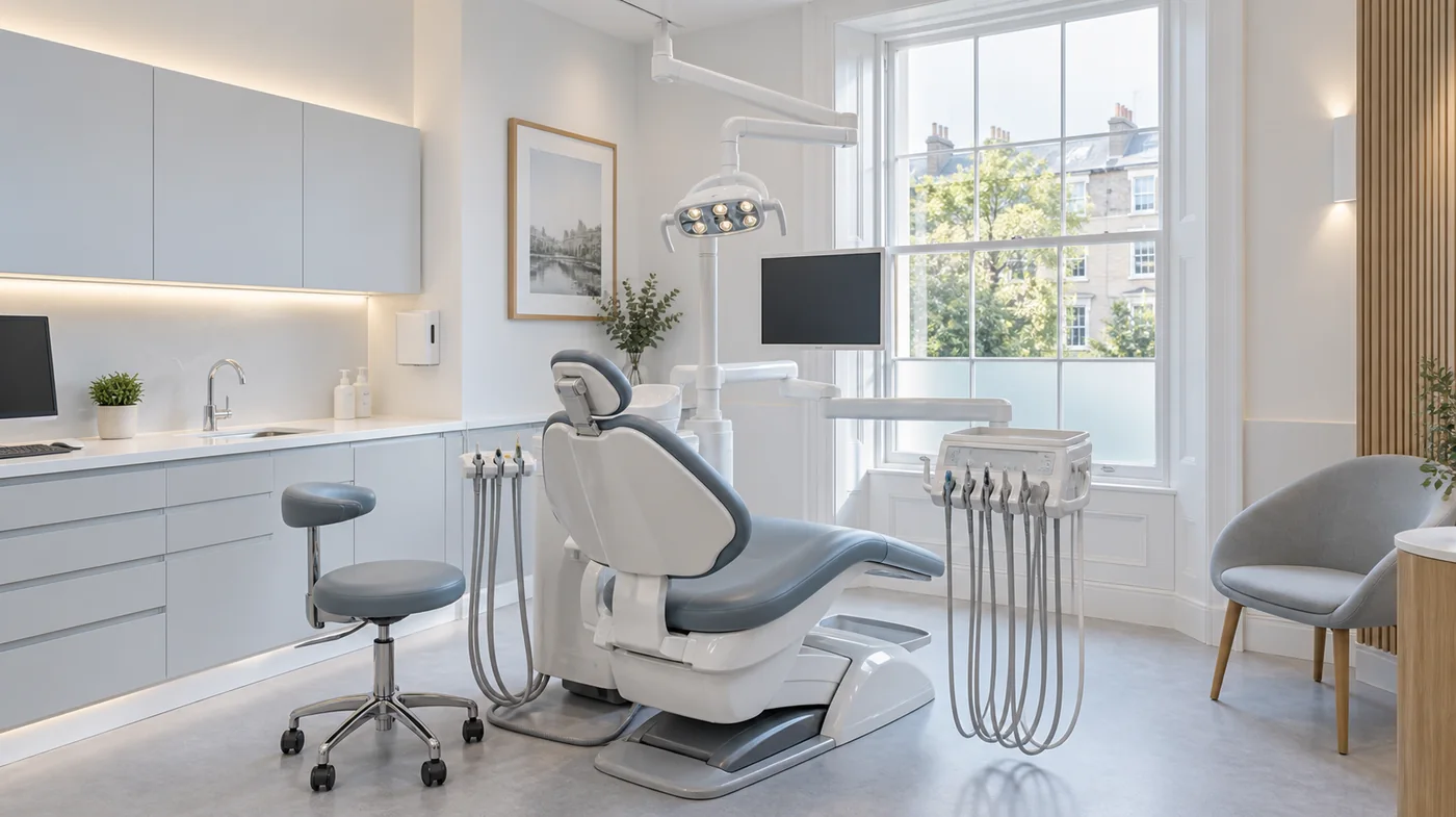 Bright contemporary private dental treatment room